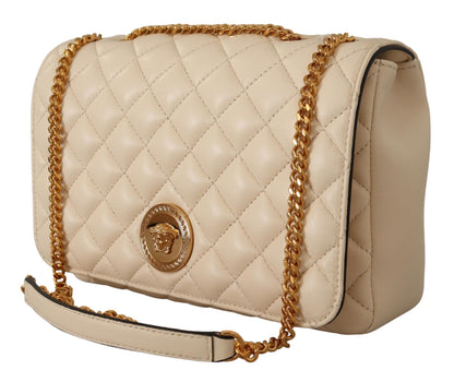 Versace Bolso de hombro Medusa de piel de napa blanca