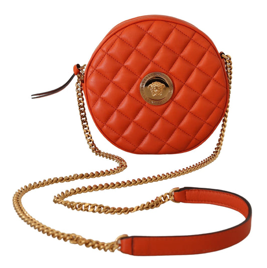 Versace Bolso bandolera redondo Medusa de piel de napa roja