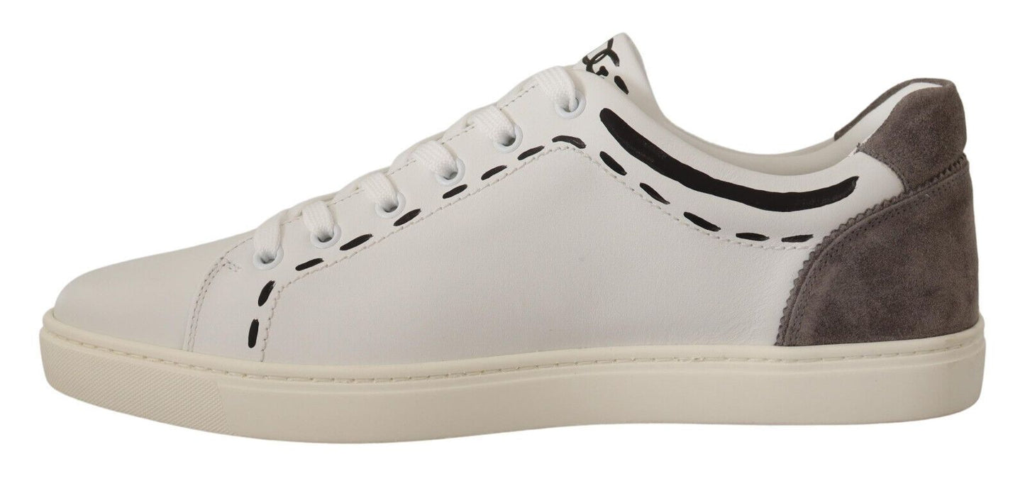 Baskets décontractées en cuir blanc Dolce &amp; gabbana