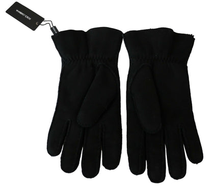 Gants de motard en cuir noir Dolce &amp; Gabbana