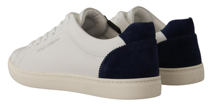 Dolce &amp; gabbana baskets basses en cuir blanc et bleu