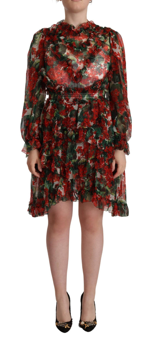 Dolce &amp; Gabbana - Robe courte en soie fleurie hauteur genou