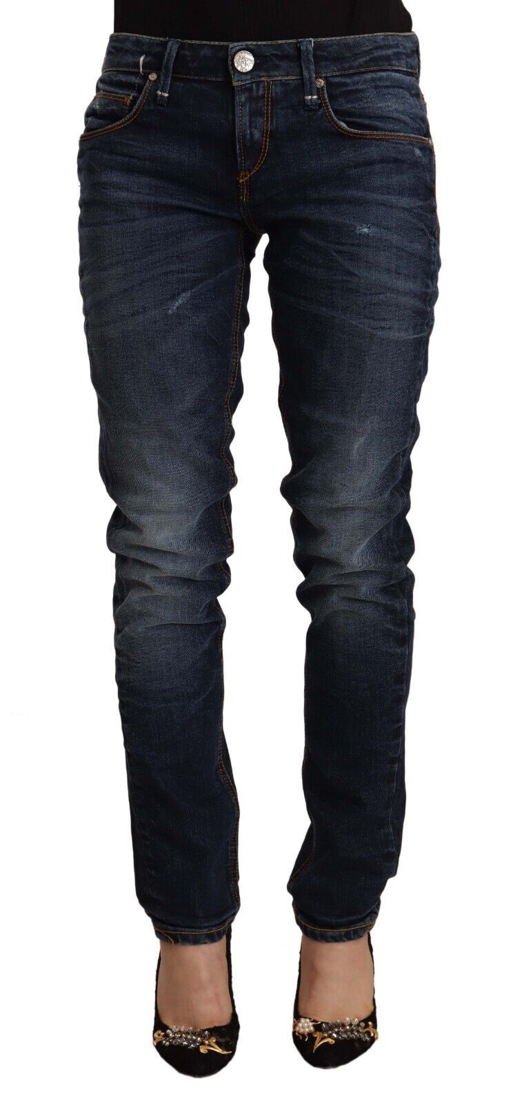 Acht slim fit denim délavé bleu