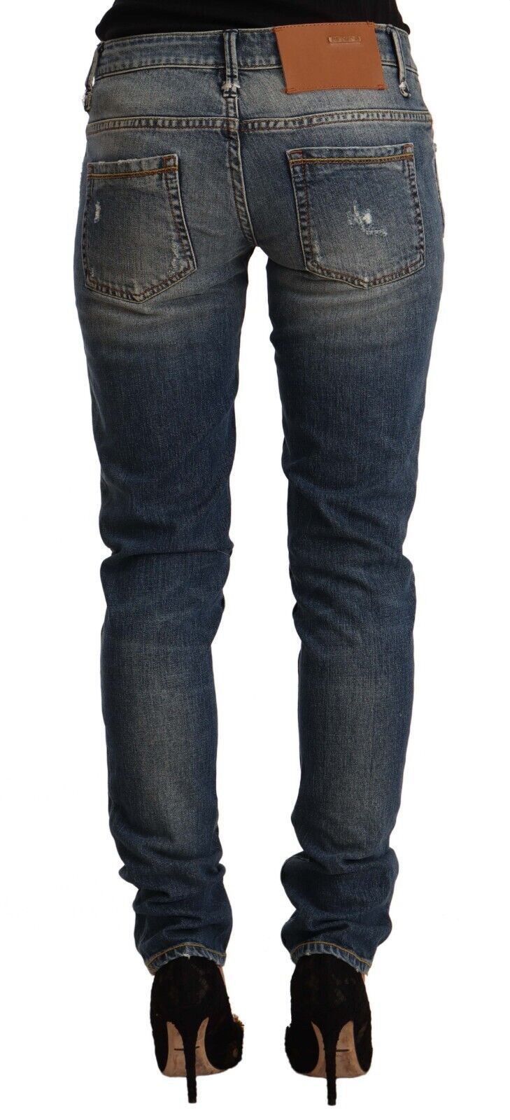 Jean skinny en coton mélangé bleu délavé Acht