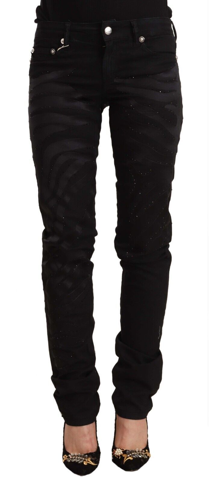 Just Cavalli - Jean slim noir orné