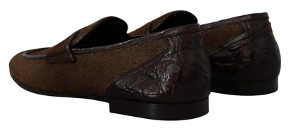 Mocassins en cuir caïman marron Dolce &amp; gabbana