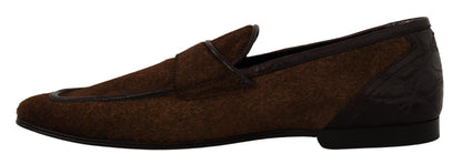 Mocassins en cuir caïman marron Dolce &amp; gabbana