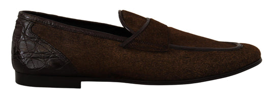 Mocassins en cuir caïman marron Dolce &amp; gabbana