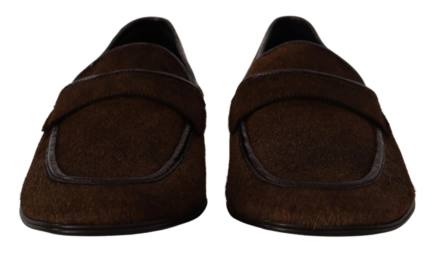 Mocassins en cuir caïman marron Dolce &amp; gabbana