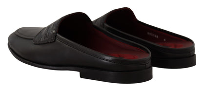 Dolce &amp; Gabbana - Claquettes exquises en cuir noir et bordeaux