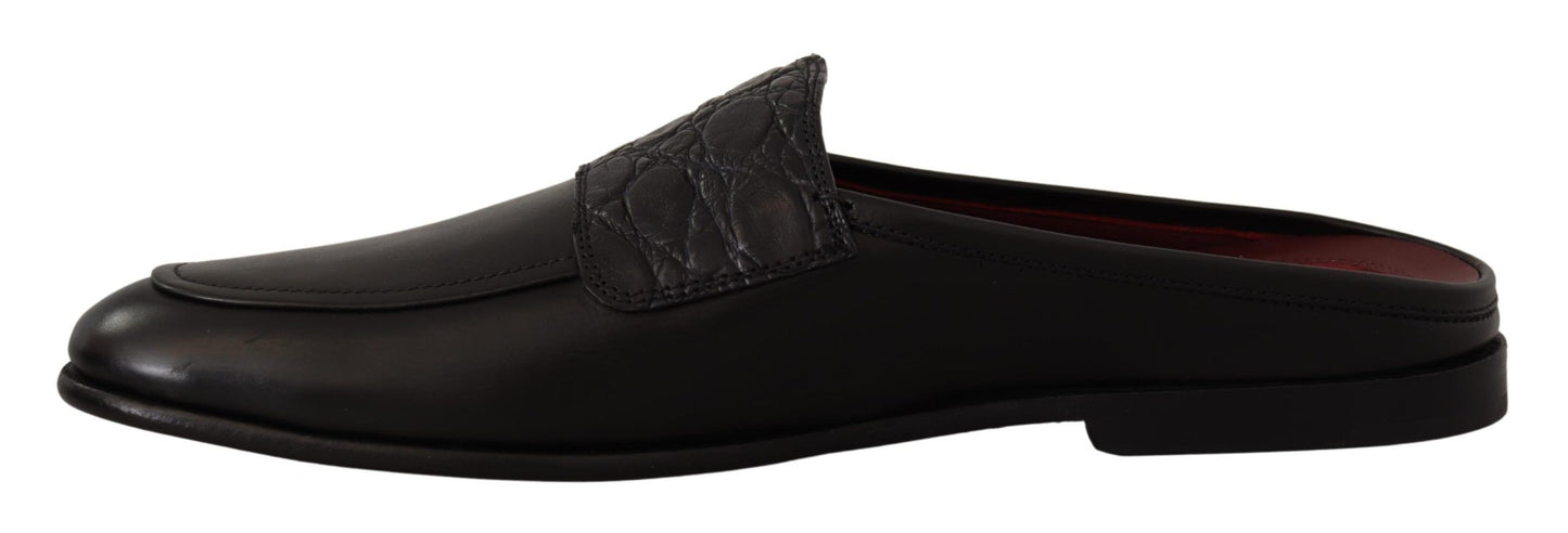 Dolce &amp; Gabbana - Claquettes exquises en cuir noir et bordeaux