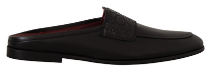 Dolce &amp; Gabbana - Claquettes exquises en cuir noir et bordeaux