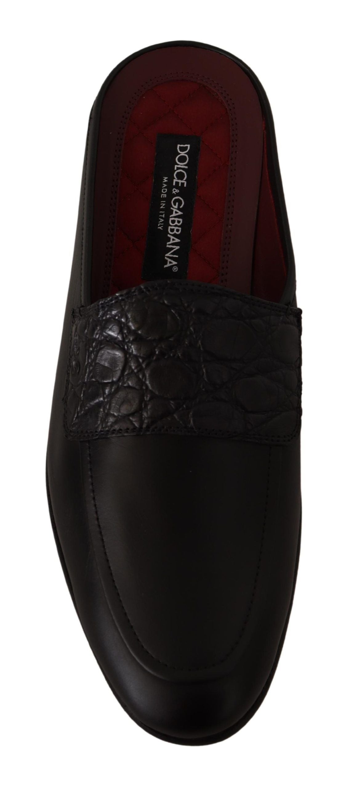 Dolce &amp; Gabbana - Claquettes exquises en cuir noir et bordeaux