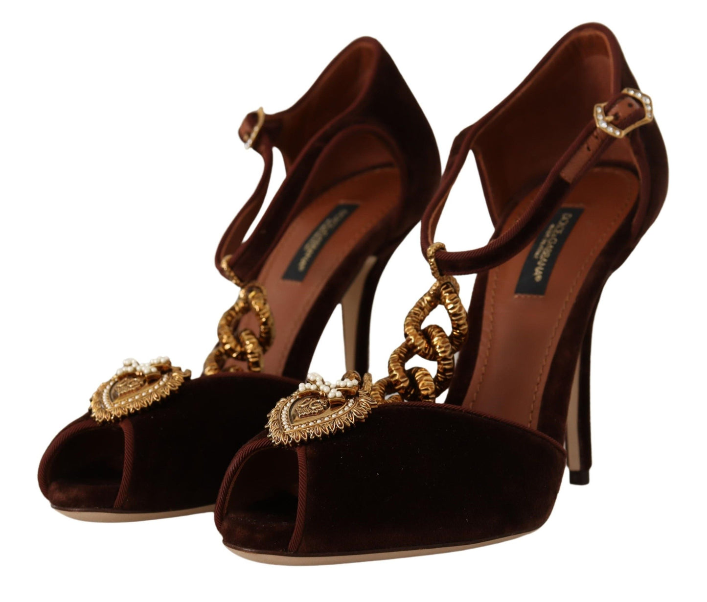 Dolce &amp; Gabbana talons en velours avec détails dorés