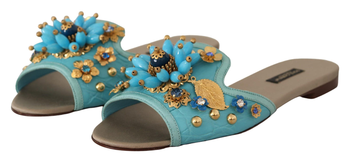 Dolce &amp; gabbana exquises sandales en cuir exotique à cristaux