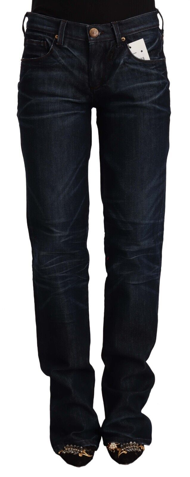 Ermanno scervino jean taille moyenne bleu foncé