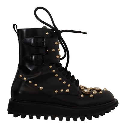 Dolce &amp; gabbana bottes formelles noires à clous de cristaux