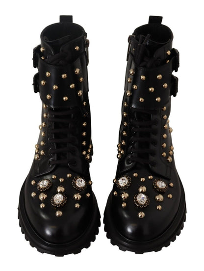 Dolce &amp; gabbana bottes formelles noires à clous de cristaux