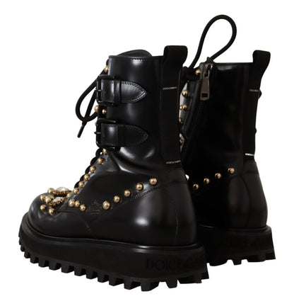 Dolce &amp; gabbana bottes formelles noires à clous de cristaux