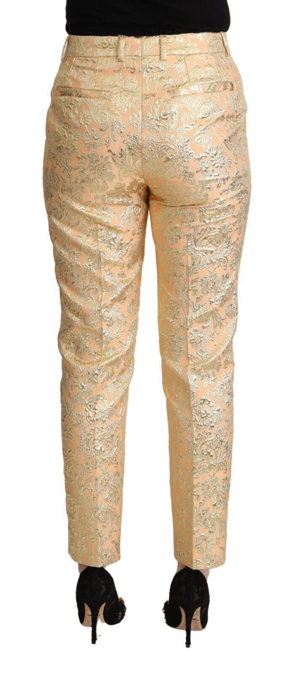 Dolce &amp; gabbana pantalon taille haute en brocart rose