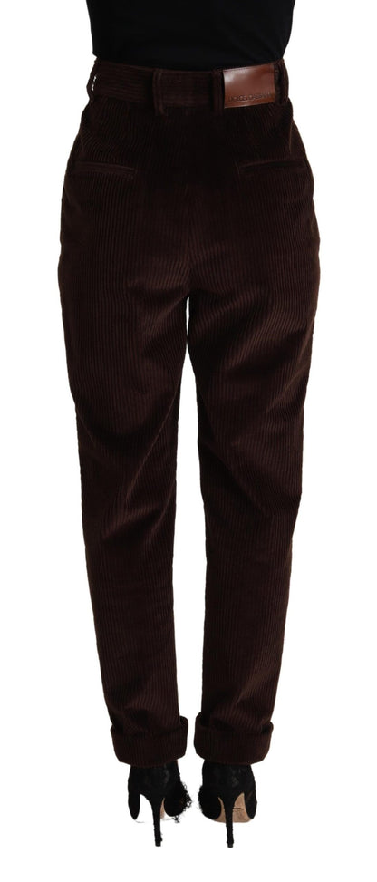 Dolce &amp; gabbana pantalon en velours côtelé taille haute bordeaux