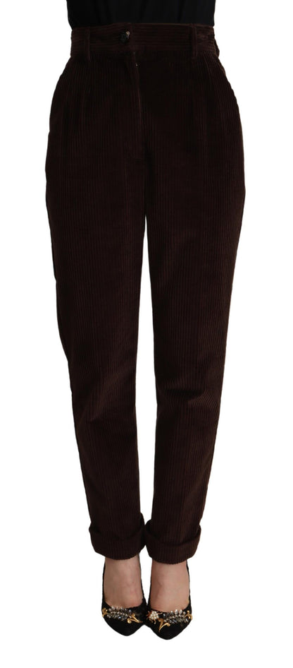 Dolce &amp; gabbana pantalon en velours côtelé taille haute bordeaux