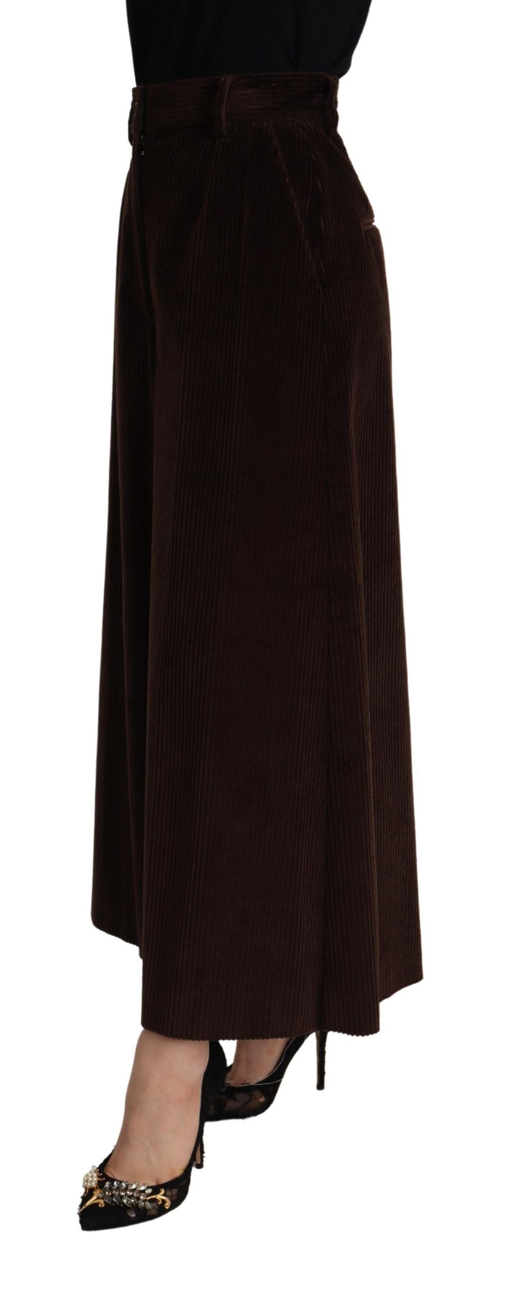 Dolce &amp; gabbana pantalon en velours côtelé taille haute bordeaux