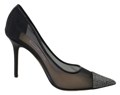 Jimmy Choo escarpins en maille noire et cristaux