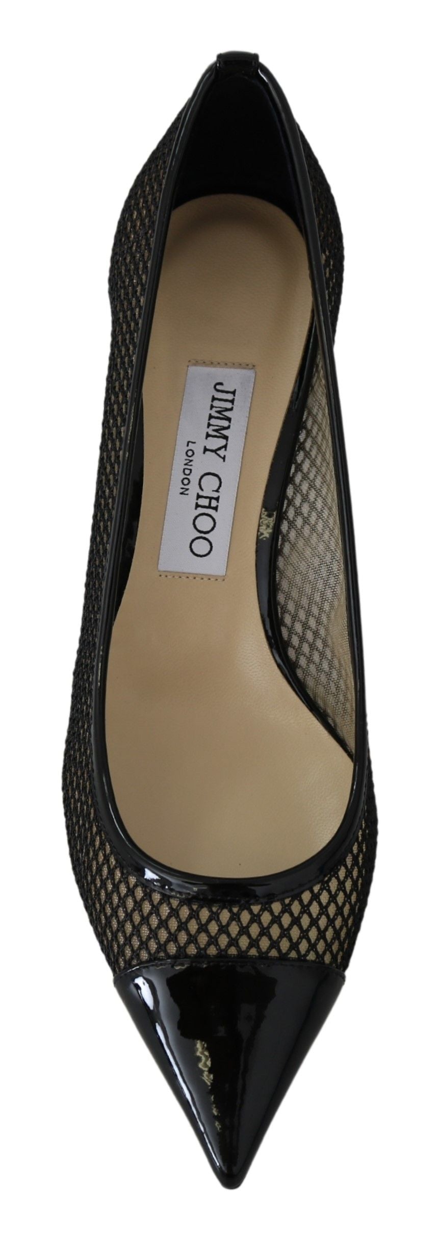 Jimmy Choo Zapatos de salón Amika 50 de malla negra y cuero