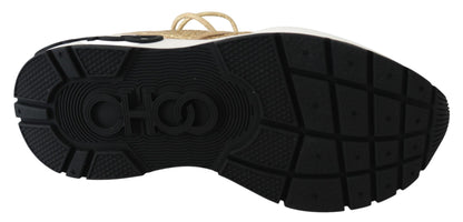 Jimmy Choo Zapatillas Michigan de cuero y malla dorada