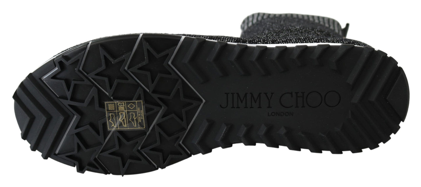 Jimmy Choo - Baskets en maille lurex - Noir et argent