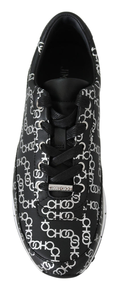 Jimmy Choo Zapatillas Monza de cuero negro y plateado