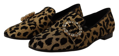 Dolce &amp; Gabbana - Mocassins à strass et cristaux léopard