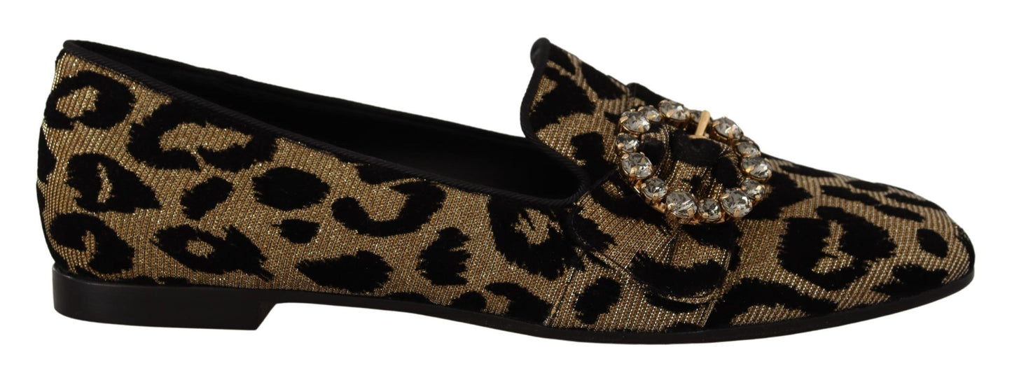 Dolce &amp; Gabbana - Mocassins à strass et cristaux léopard