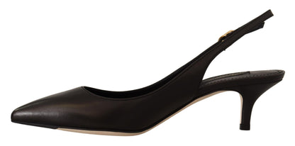 Talons slingbacks en cuir noir Dolce &amp; gabbana