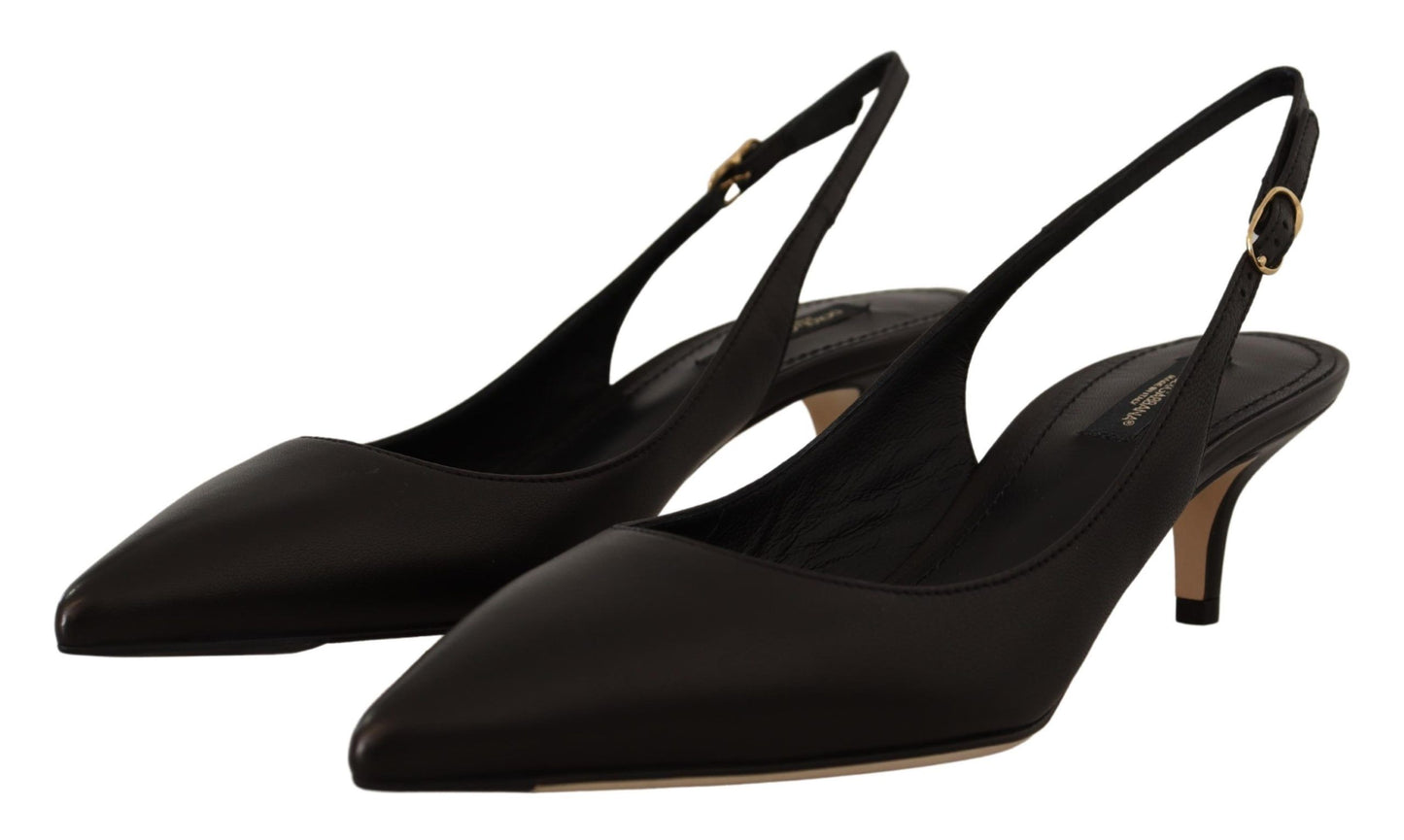 Talons slingbacks en cuir noir Dolce &amp; gabbana