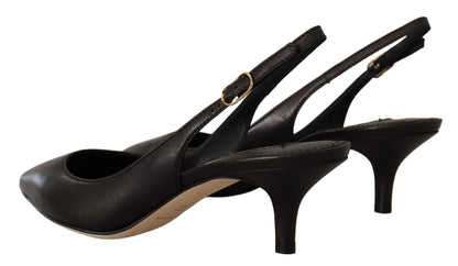 Talons slingbacks en cuir noir Dolce &amp; gabbana