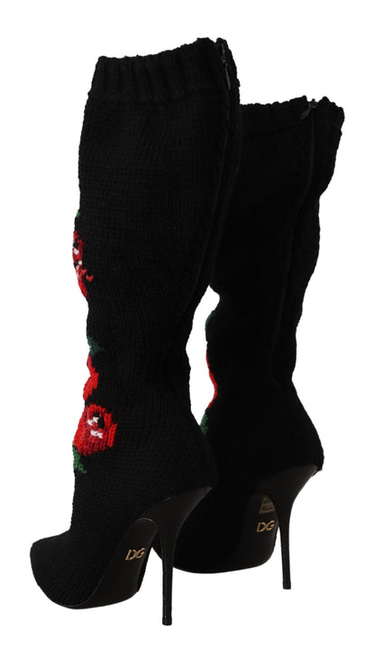 Bottes chaussettes Dolce &amp; Gabbana avec détail de roses rouges