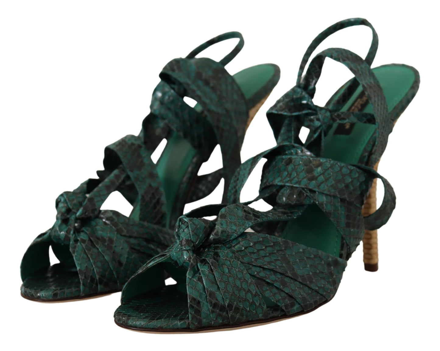 Talons à lanières en python vert Dolce &amp; gabbana