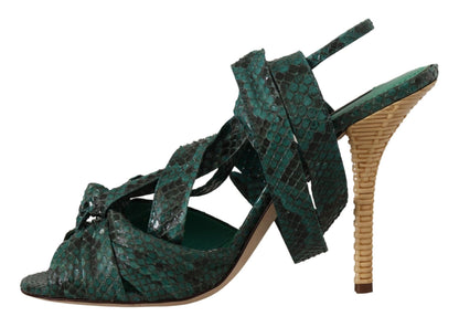 Talons à lanières en python vert Dolce &amp; gabbana