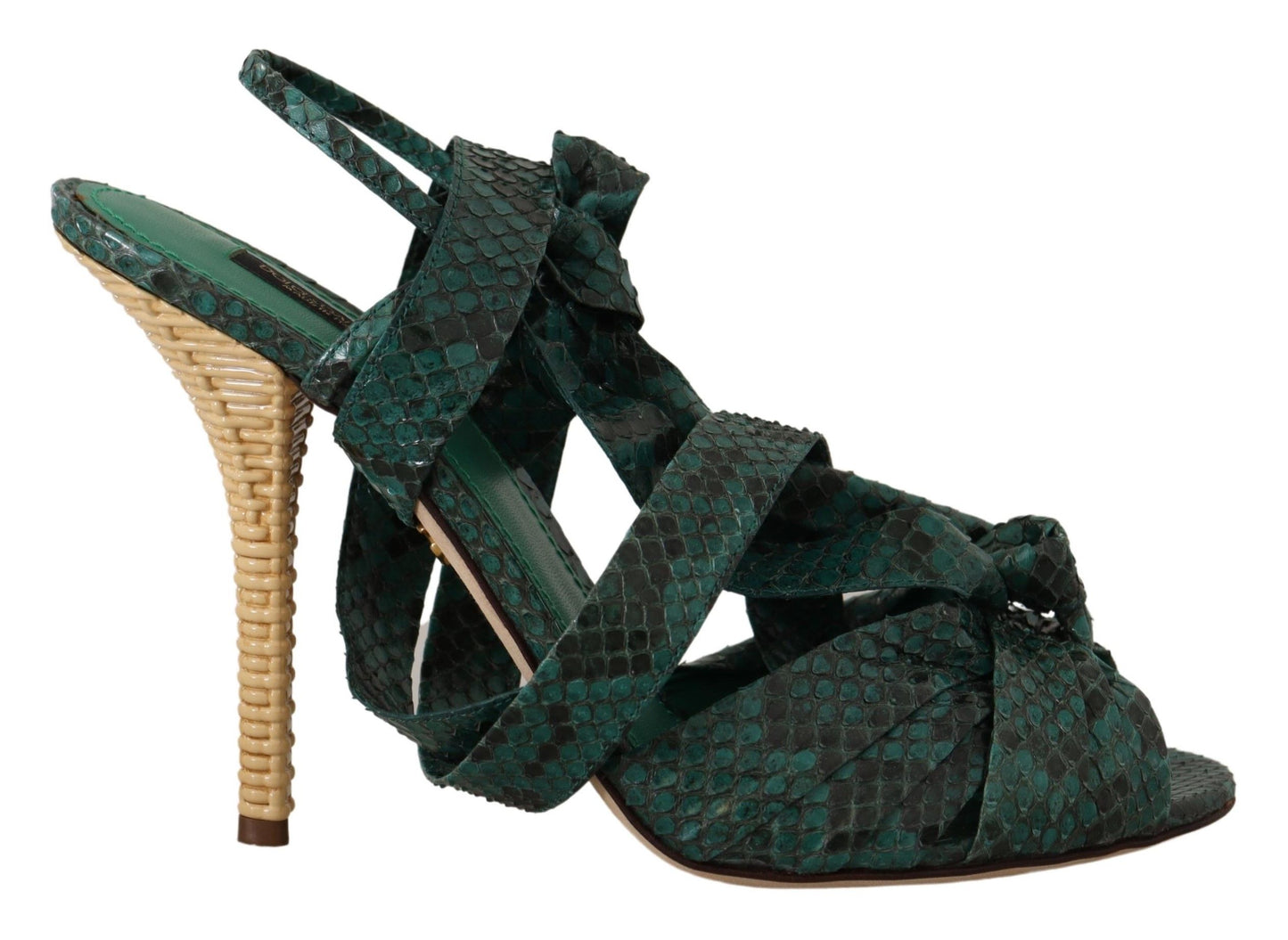 Talons à lanières en python vert Dolce &amp; gabbana