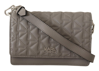 Sac bandoulière en cuir gris Karl Lagerfeld