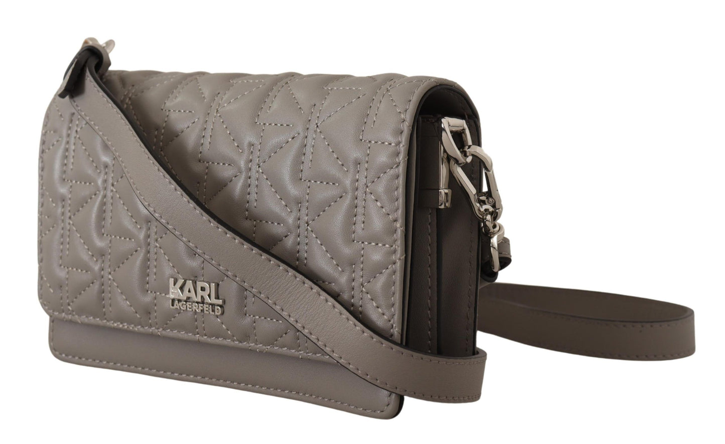 Sac bandoulière en cuir gris Karl Lagerfeld