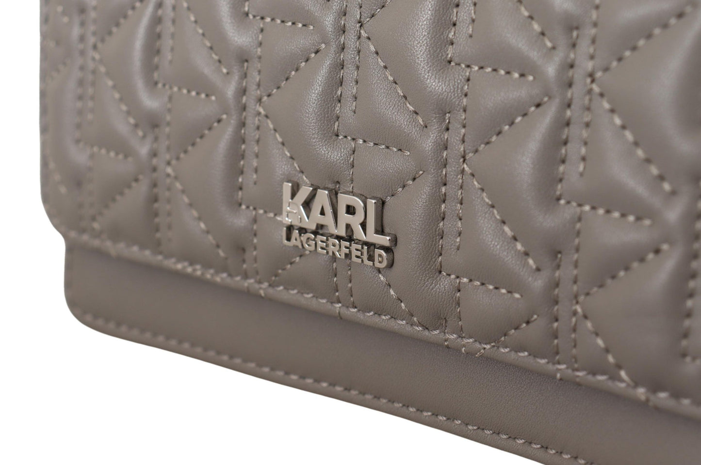 Karl Lagerfeld Bolso bandolera de cuero gris claro