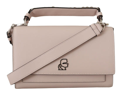 Karl Lagerfeld bolso de hombro de cuero rosa claro