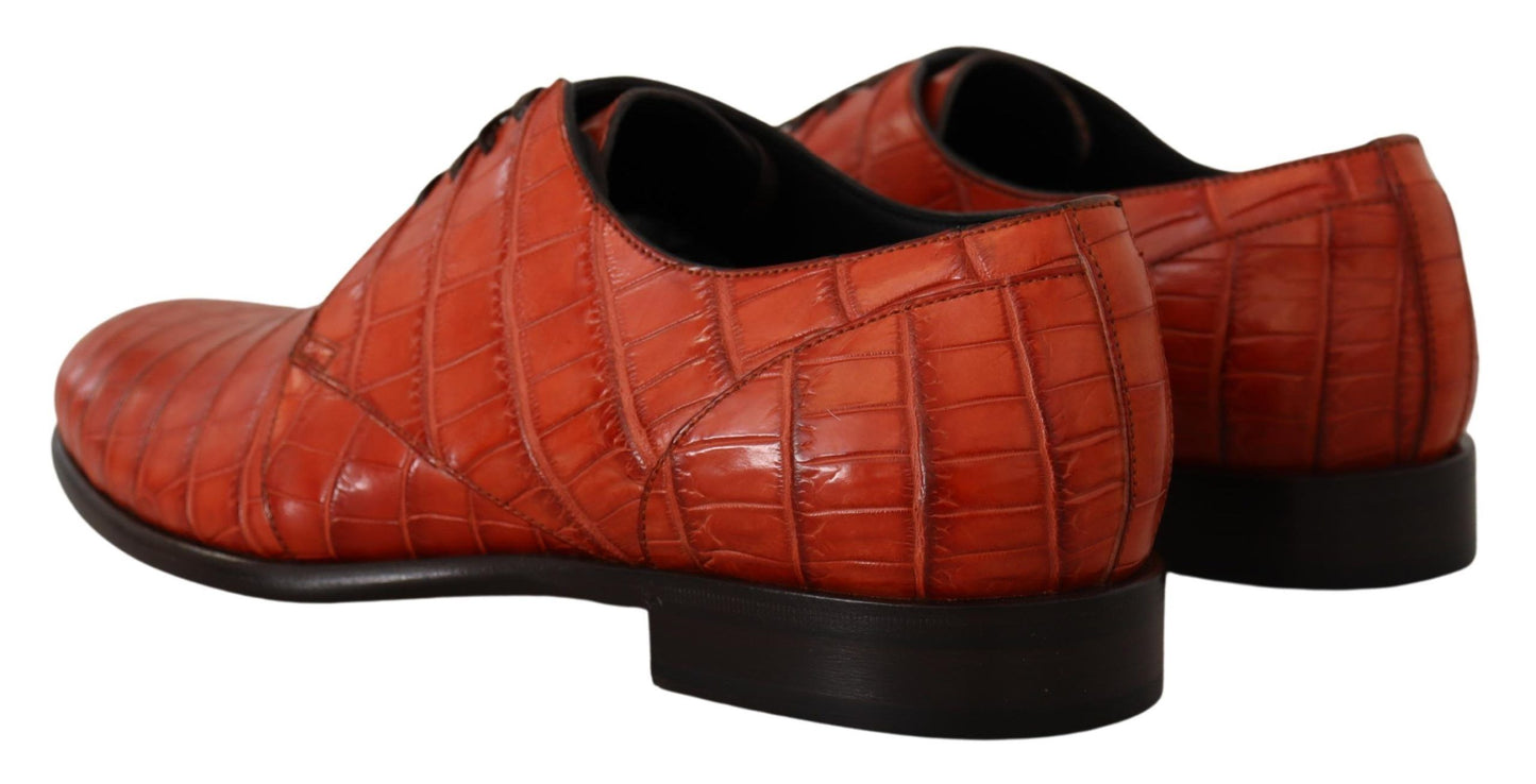 Dolce & Gabbana Exquisite Exotic Croc Leather Lace-Up Dress Shoes