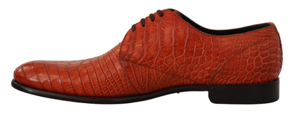 Dolce &amp; Gabbana chaussures habillées à lacets en cuir croco orange exotique