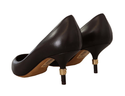 Escarpins à talons en cuir marron Dolce &amp; gabbana