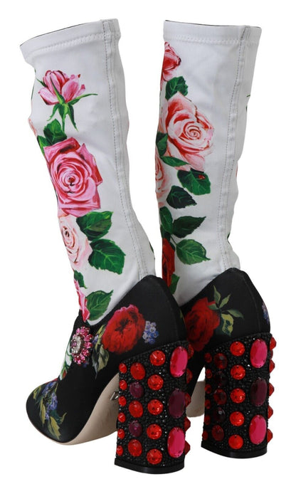 Dolce &amp; gabbana bottes chaussettes ornées de fleurs