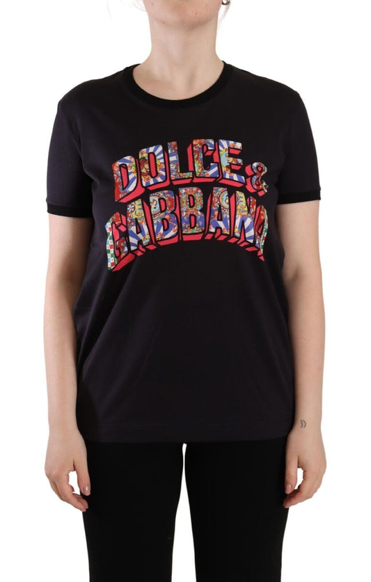 Dolce &amp; Gabbana - T-shirt noir à logo ras du cou